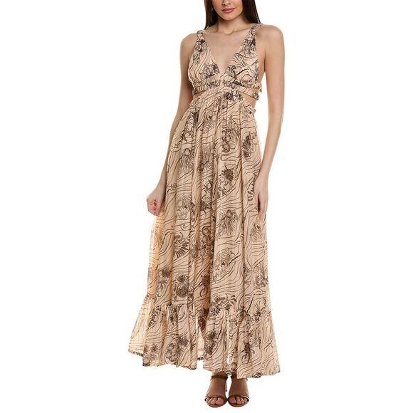 Sabina Musayev Womens  Fiorello Silk-Blend Maxi Dress, Brown - Picture 1 of 3